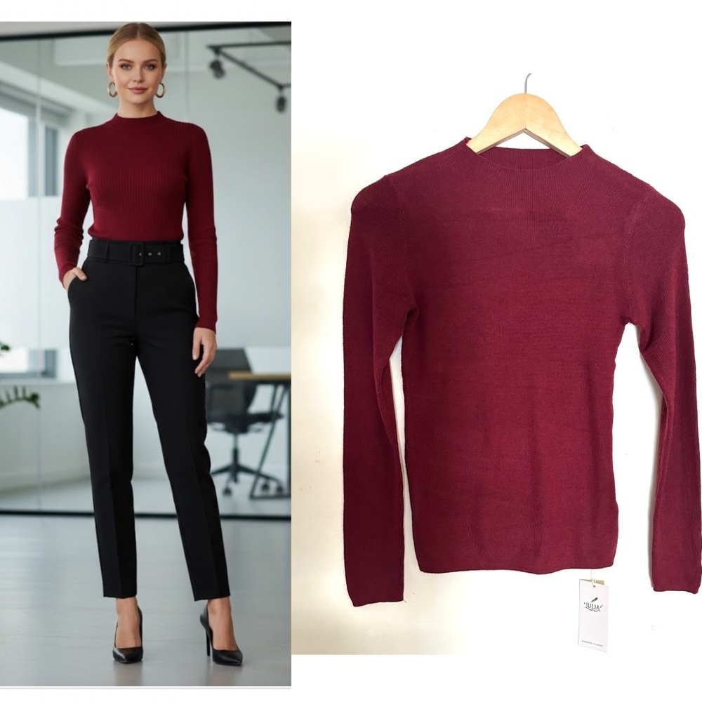 Julia Burgundy Long Sleeve Sweater Women’s Sz One‎ Size Lightweight Soft
